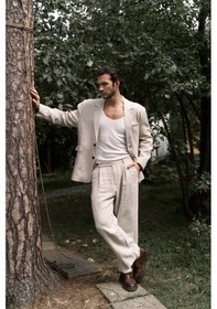 Resim Bohemai Carlo Naturel Keten Erkek Blazer Naturel 