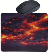 Resim usin Magma Desenli Mouse Pad+ Kablolu Mouse Bilgisayar Faresi Notebook PC Windows XP 7 10 11 Uyumlu Mause 