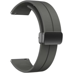 Resim Samsung Galaxy Watch 46mm Uyumlu Kordon\u002FKayış Çizgili Tasarım Metal Toka Esnek Sağlam Silikon Kordon 