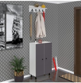 Resim Kenzlife Ayakkabılık Cimcime6 Gribyz 98 060 32 Kapaklı 6 Raflı 18 Çift Ayakkabı Kapasitesi Ahşap 