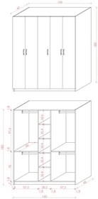Resim ASRA TREND Kül Gri G-09 5 Kapaklı Gardırop 150x180 cm Çift Askılık Sistemli Raflı Elbise Dolabı Yatak Odası Kıyafet Dolabı%100 MDFLAM 
