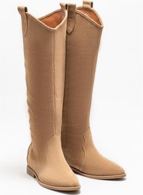 Resim Elle Shoes Taba Deri Kadın Western Çizme 