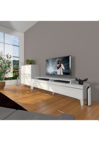 Resim Decoraktiv Ekoflex On Mdf Silver Tv Ünitesi Tv Sehpası Beyaz 