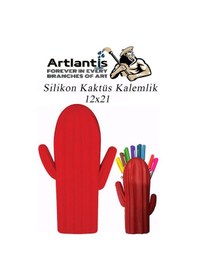 Resim Silikon Kaktüs Kalemlik 1 Adet Silikon Kalem Kutusu Eğlenceli Sevimli Kaktüs Figürlü Hediyelik Kalemlik Kırmızı 