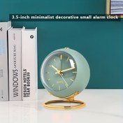Resim Işıltılı İbreli, Sessiz İskandinav Esintili Masa Saati - Pille Çalışan, Metal Yuvarlak Alarm Saati Öğrenciler ve Ev Dekoru için 