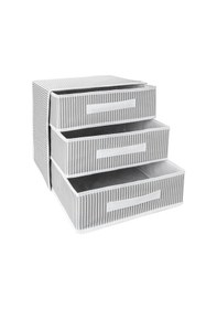 Resim 3 Adet Alas 3 Gözlü/bölmeli Çekmece Yeni Sezon Nano Teknoloji Kumaş 32 32 32cm Gri-beyaz 