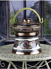 Resim Gül Çiçek Yoğurt Bakır Bakraç 3 L Bakır 