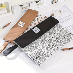 Resim Sevimli Karikatür Tasarımlı Büyük Kapasiteli Naylon Belge Çantası - A4 Kağıtlar için Taşınabilir Evrak Çantası, Fermuarlı Ofis Malzemeleri Düzenleyici 