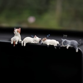 Resim 4 adet Sevimli Karikatür Kedi Gösterge Paneli Şansları - Araba İç ve Ekran Göstergesi için Şirin Mini Dekor, ABS Malzeme, Her Gün Mutlu Sürüş Deneyimi İçin Mükemmel, Araba Aksesuarları | Oynak Kedi Tasarımı | Dayanıklı Plastik, Kedi Aksesuarları 