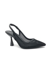 Resim Feles Topuklu Fileli Stiletto Kadın Ayakkabı Siyah 