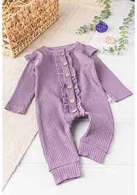 Resim Babymod Önden Düğmeli Fırfırlı Kız Bebek Tulum 