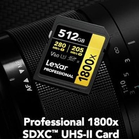 Resim Lexar Gold Serisi Profesyonel 1800x 512GB SDXC UHS-II U3 Hafıza Kartı 