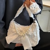 Resim Parti, Düğün ve Akşam Yemeği için Hafif, İş Casual Argyle Prenses Sahte & Taşlı Zincir & Dekoratif Jakar Fiyonklu & Sahte Süslemeli Baguette Çanta, Genç Kadınlar Kolej Öğrencileri İçin Ruj Çantası 