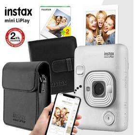 Resim Fujifilm Instax Mini Liplay Hybrid Stone White Fotoğraf Makinesi Hediye Seti Fujifilm