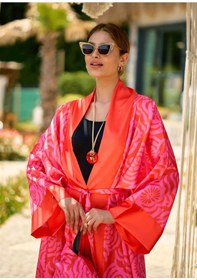 Resim Mayovera Kimono - Dinamik Pembe Tasarım Pembe 