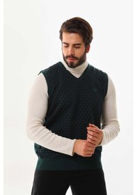 Resim Pelikan Erkek V Yaka Desenli Süveter 7627 Yeşil 