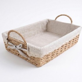 Resim Bambu Ekmek Sepeti, 31x20x10 Cm, Dantelli Çiçek Desenli Kumaş, Metal Çerçeve Kahverengi 