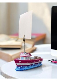 Resim Pembe Gemi Temalı Not Tutacağı Fotoğraf Tutacak Not Tutucu Ofis Seti Hediyelik Pembe 