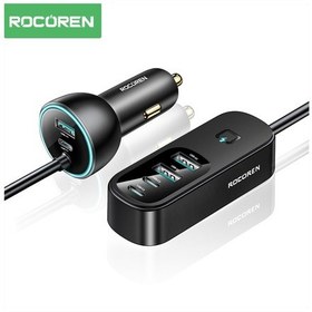 Resim Rocoren 105w 6 Portlu Uzatma Kablolu 3 Usb-a 3 Type-c Araç İçi Hızlı Şarj Cihazı 