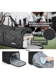 Resim Haegs Spor Çantası, 10 Cepli, Ayakkabı Bölmeli, Dayanıklı Unisex Bay Bayan Seyahat Çantası Siyah 