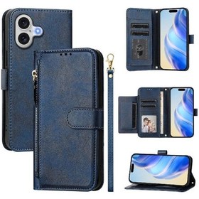Resim İphone Uyumlu 17 İçin Kart Tutucu Kapak Kılıf Pu Deri Mıknatıslı Fermuar 