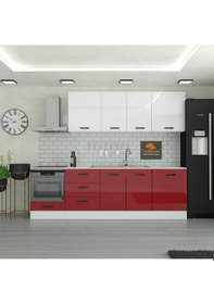 Resim 260 Cm Mutfak Dolabı Mdf Kapak Tezgah Dahil Yrkn260 101 Kırmızı 