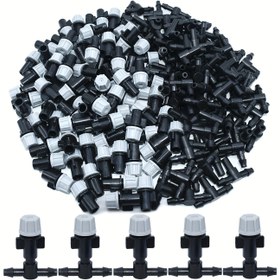 Resim 20 Adet Bahçe Sisli Sulama Başlıkları ve Tee Bağlantı Parçaları - Verimli Sulama ve İrrigasyon için Siyah & Beyaz Plastik Nozullar, Elde Taşınabilir Tasarım, Pil Gerektirmez, Su Püskürtme Nozulları | El Tipi Sulama Aparatı | Dayanıklı Plastik, Çim Sulama Başlıkları 