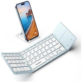 Resim Samsung Uyumlu Samsers Touchpadli Katlanabilir Bluetooth Klavye Bt X 1 Sky Blue 