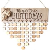 Resim Xiyyadms Aile Doğum Günü Takip Tahtası Ahşap Desenli Ev Dekorasyon Aracı İsim Ve Tarih Yazılabilir Takvim Panel 