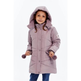 Resim Benitto Kids Kapüşonlu Kışlık Ponpon Detaylı Kız Çocuk Kaban 51354 Mor 
