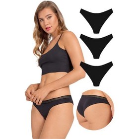 Resim Cottonhill File Lastikli Lazer Kesim Bikini Külot 3'lü Paket - 5 Asorti 2 Çok Renkli 