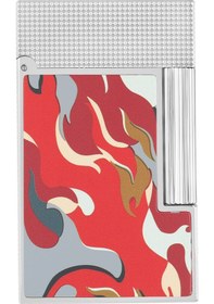 Resim S.t. Dupont Ligne 2 Camo Kırmızı Guilloche Çakmak C16051 Kırmızı 