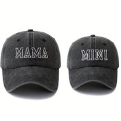 Resim 2 adet Şık İki Beyzbol Kapağı Yüksek Kaliteli Nakışlı Harfler MAMA&MINI Eğik Kenarlı Beyzbol Kapağı Açık Hava Aile Seyahati Kamp ve Rahat Durumlar Hip-hop Şapka Hafif İki Parça 