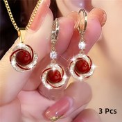 Resim 3 adet Zarif Kolye Kolye + Küpe İnlay Parti Takı Zarif Yaratıcı Moda Minimalist Tatil Hediye Aksesuarı Parlayan Tornado Yüksek Kaliteli Kolye Küpe Seti Lüks Çekiciliğini Gösterir 