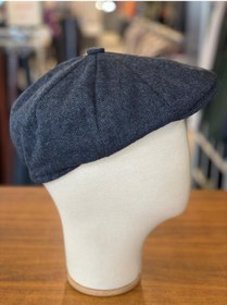Resim Hamze Peaky Blinders Tarz İngiliz Model Balıksırtı Desen Kaşe Kumaş Kasket Şapka Lacivert 
