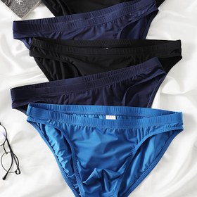Resim 5 adet Long Jiang Men'S Silky Briefs - Yüksek Esneklik, Düz Renk, Rahat Koşu ve Egzersiz İç Çamaşırı Cebi ile, Dar Kesim, Atletik Giyim | Minimalist Tasarım | Esnek Kumaş 