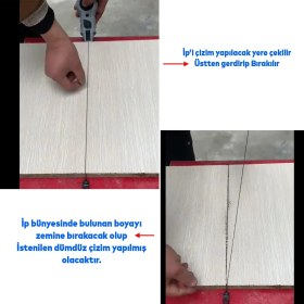 Resim Badem10 Plastik Hazneli Boyalı Çırpı Çizim Ipi Inşaat Marangoz Ip 30 Metre Mavi Tebeşir Boya 