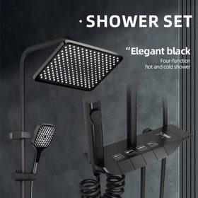 Resim Termostatik Duş Sistemi Siyah Duş Bataryası Seti, Duvar Montajlı Duş Aparatı, 30.48 cm Yağmur Duş Başlığı, El Duşu, Küvet Bataryası ve Bidet Püskürtücü, Yükseklik Ayarlanabilir Duş Çubuğu, Duş Bataryası Seti, Banyo Yenileme, Lüks Duş, Şık Aparat, Çağdaş Tasarım, Premium Malzemeler, Dayanıklı Yapı, Çok Fonksiyonlu Duş, Ayarlanabilir Duş, Lüks Ev Sahipleri, Modern Evler 