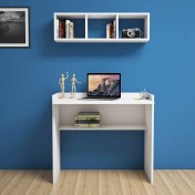 Resim Bimossa Nakşidil Beyaz Çalışma Masası Raflı 90 cm V1040 