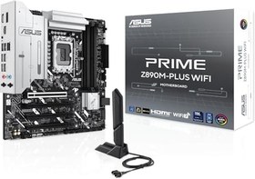Resim ASUS PRIME Z890M-PLUS WIFI Intel Z890 LGA1851 DDR5 8400 DP HDMI Type-C 3x M2 USB3.2 WiFi 7 + BT AURA RGB 2.5Gbit LAN mATX 10+1+2+1 Güç Aşamaları, AI Teknolojileri, GlideX Anakart 