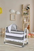 Resim Meltem Lüks Sallanır Tenteli Portatif Sepet Beşik 5 Cm Sünger Yatak Hediyeli Bebek Beşiği Gri 