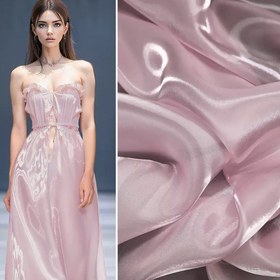 Resim 1 (144,78 cm Genişlik x Uzunluk) Sıvı Kristal Organze Kumaş - Parıldayan İridiscent Pembe/Beyaz/Mor/Altın/Mavi/Şeftali Renkli Şeffaf Elbise Yapım Malzemesi, Düğün & Parti Kostüm Bezi, Süper Lüks Tekstil 