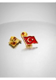 Resim 2 Adet Türk Bayrağı Gold&gümüş Yaka Rozeti 1772 Çok Renkli 