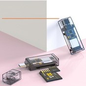 Resim Rogfer Usb-c / Type-c - Sd / Tf Pc / Dizüstü / Akıllı Telefon İçin Şeffaf Kart Okuyucu 