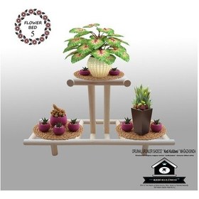 Resim Çiçek Standı - Kibar Çiçeklik -Ahşap Saksılık- Çiçek Rafı 