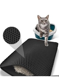 Resim Cemgizay Büyük Kedi Tuvaleti Önü Elekli Paspas - Kolay Kum Boşaltımı, Plastik, 60x42 Cm Siyah 