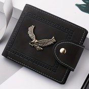 Resim Moda Kartal Cüzdanı Erkekler için, Fermuarlı Snap Coin Kredi Kartı Çantası, Mat PU Deri Klipsi Erkekler için 