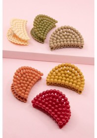 Resim Kadın 6'lı Renkli Incili Mandal Toka Seti E 