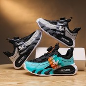 Resim Çocuklar için Trend Renk Bloklu Sneakerlar, Döner Tokalı, Rahat Kaymaz Dayanıklı Ayakkabılar Erkek & Kız Çocuklarının Dış Aktiviteleri İçin 
