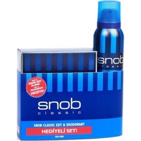 Resim Snob Classic Erkek Parfüm Seti EDT 100 ML Oryantal Koku 150 ml Deodorant Hediye 